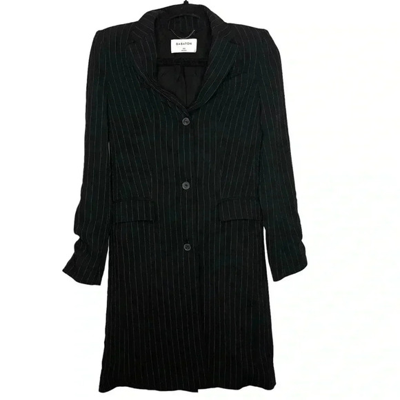 Aritzia Babaton Trent Pinstripe Dark Navy Long Sleeve Jacket Size 00 - Picture 6 of 12